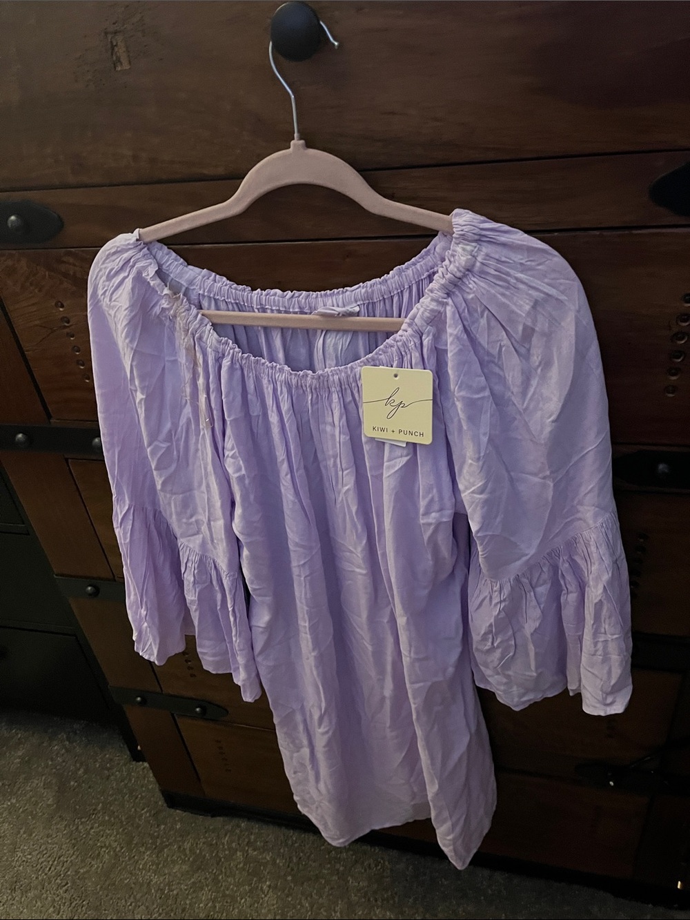 KIWI + PUNCH Lavender Peasant Blouse
